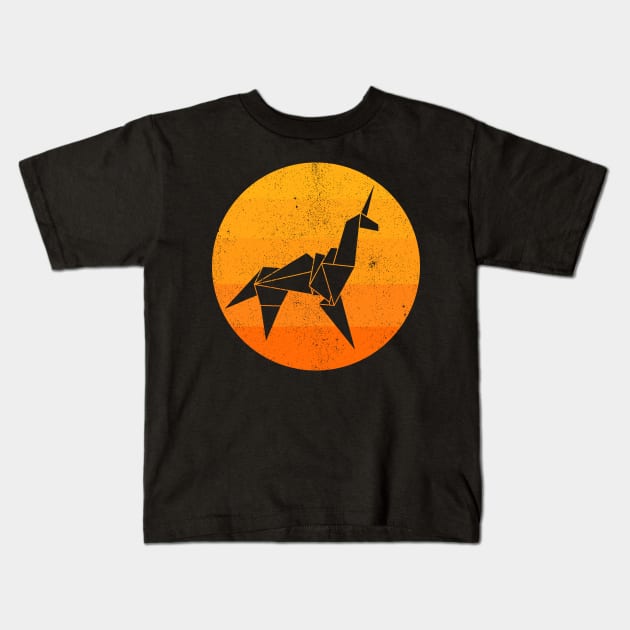 Origami Unicorn Kids T-Shirt by Sachpica